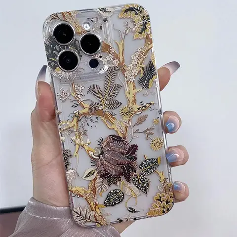 Floral Pattern Phone Case, Anti-drop Shockproof Phone Protective Cover, Phone Accessory Compatible with iPhone 6 7 8 X XR XS 11 12 13 14 15 Pro Max