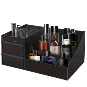 Christmas Men's Sandalwood Perfume Storage Box, Large Drawer Desktop Organizer, for Storing Perfumes, Shaving Products, Skincare, Durable Plastic Organizers