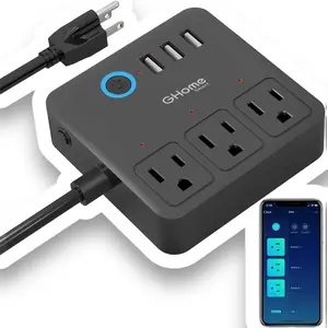 Power Strip, 3 USB Ports and 3 Individually Controlled Smart Outlets, Wifi Surge Protector Works with Alexa Google Home, Home Office Cruise Ship Travel Multi-Plug Extender Flat Plug, UL