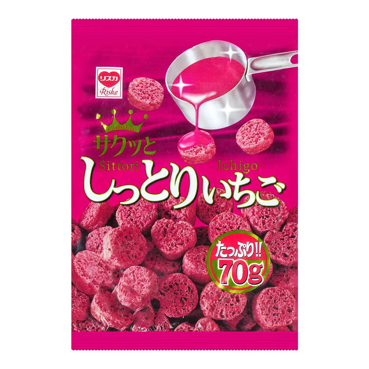 RISKA Strawberry Flavored Corn Puffs 70g - Limited Edition Japanese Snack