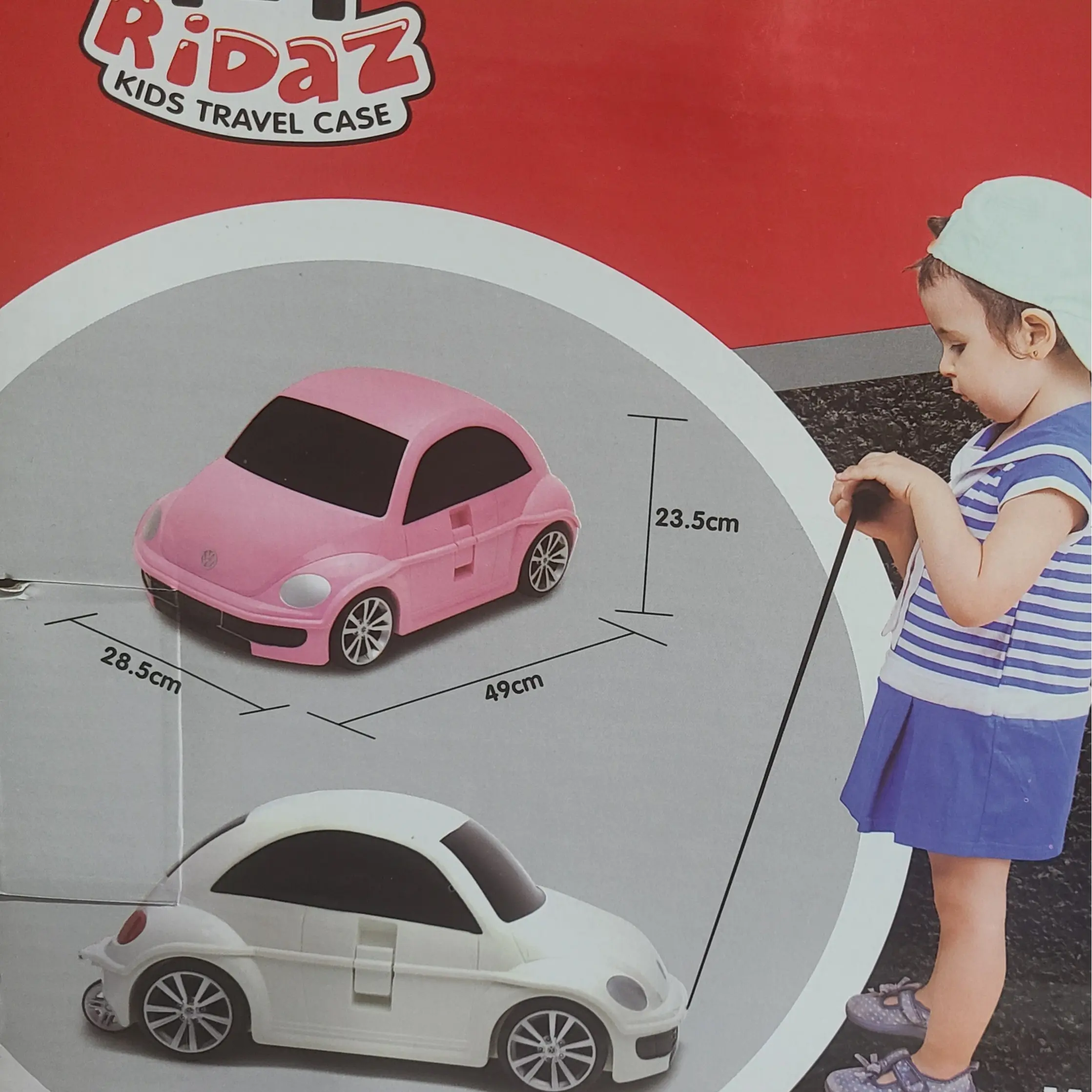 Ridaz Volkswagen The Beetle, Kids Travel Suit case Color Pink