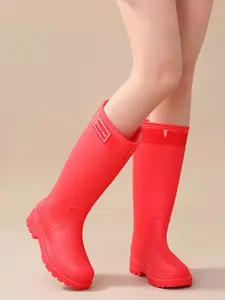 Women's Waterproof Mid-Calf Rain Boots, Durable PVC Garden Shoes with Comfortable Insole, Non-Slip Slip-On Outdoor Work Boots