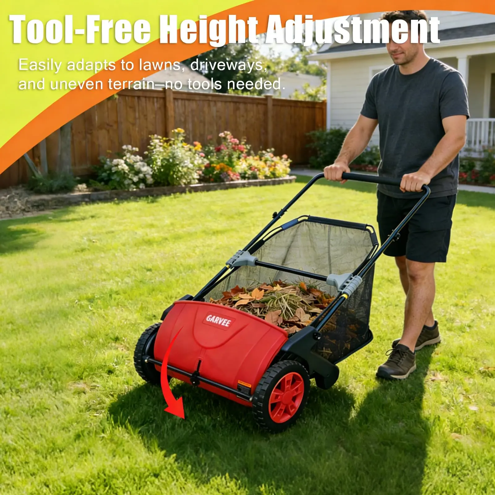 Garvee Manual Push Reel Lawn Mower, Hand-Operated Walk-Behind Mower - For Small Lawns - Quiet No-Gas Cutting - Lightweight Easy Push - Simple Assembly - Color: N/A