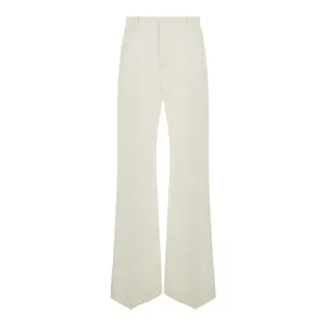 Chloé Women White Flared Trousers In Wool And Silk Woman