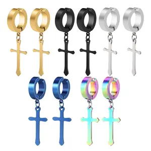5 pairs of cross earrings, stainless steel jewelry set for men and women, hypoallergenic cross earring set