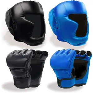 STANDARD GOODS Boxing Gloves and Headgear Set Including 2 Pack Boxing Headgear and 2 Pack Boxing Gloves Boxing Equipment Sparring Gear Equipment for Beginners Adults