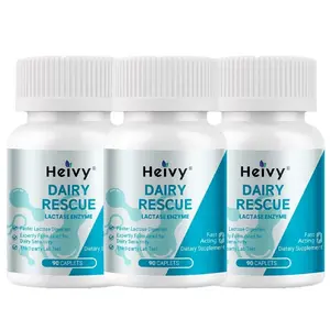 Heivy Lactase Enzyme 9000 FCC Dairy Relief Fast Acting Supplement, Lactose Intolerance Pills 90 Caplets