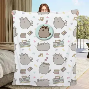 Pusheen Plush Throw Blanket,Baby blankets and adult blankets Adorable Cat Face Design, Ultra Soft Flannel, Snuggle‑Worthy Cozy Comfort, Best Cuddle Companion For Cozy Nights, Perfect Kawaii Gift For Couples Anime Fans, Ideal Birthday Christmas Valentine