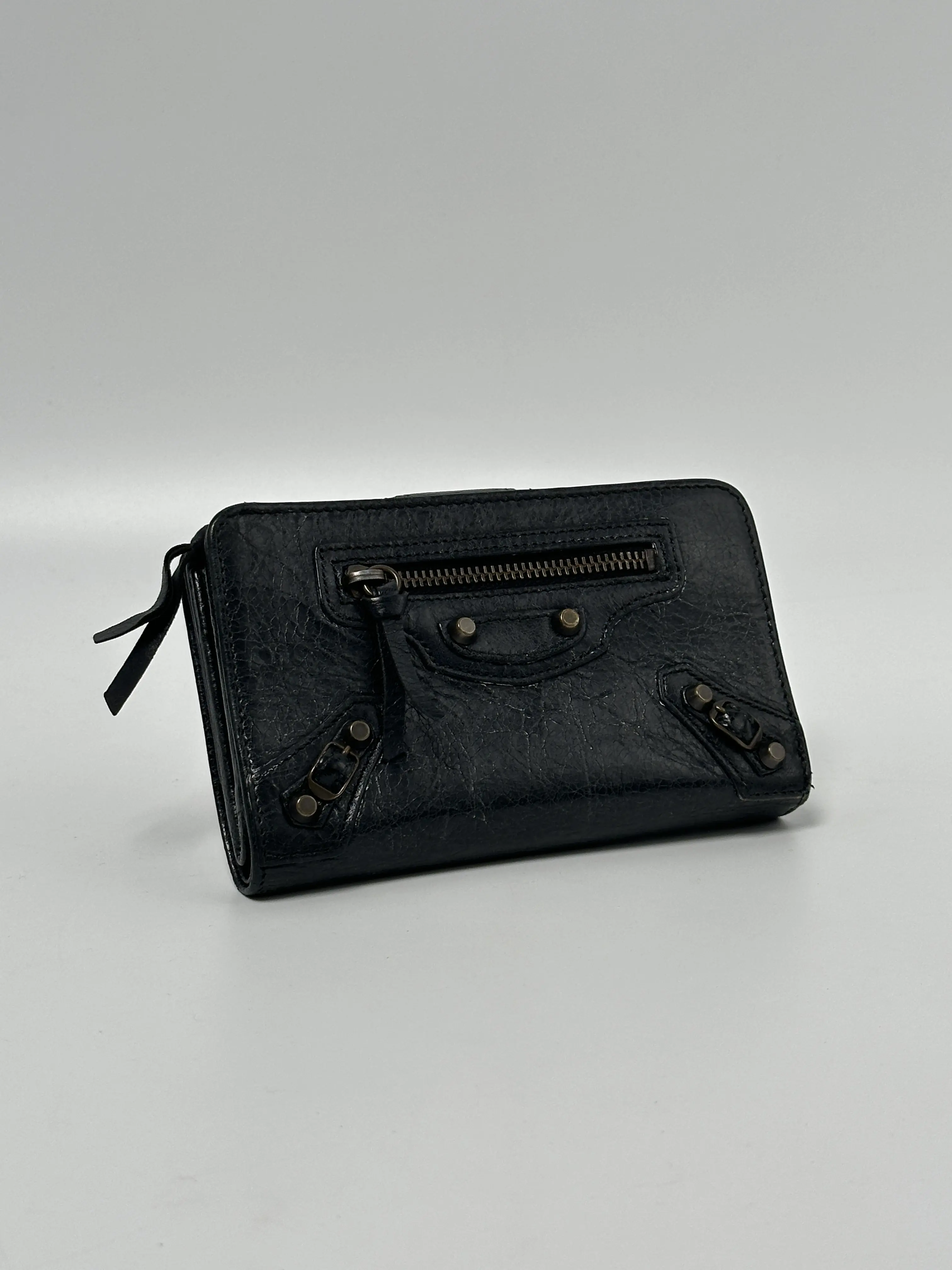 Pre-owned Balenciaga leather Wallet Black Classic Continental JD822BB