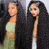 【30 in $88】Imani Hair Women's 32in Deep Wave 13x6 Lace Front Human Hair Wig, 180% Density Natural Black, Heat Resistant, Pre-Bleached Lace, Back-to-School Curly Wig #sohochic #tiktokshopstockup, Human Hair Wigs