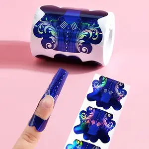 Blue Butterfly Nail Forms for Acrylic UV Gel Extensions, 100/500Pcs Professional French Manicure Paper Forms, Nail Art Guide Stencils for False Nail Tips