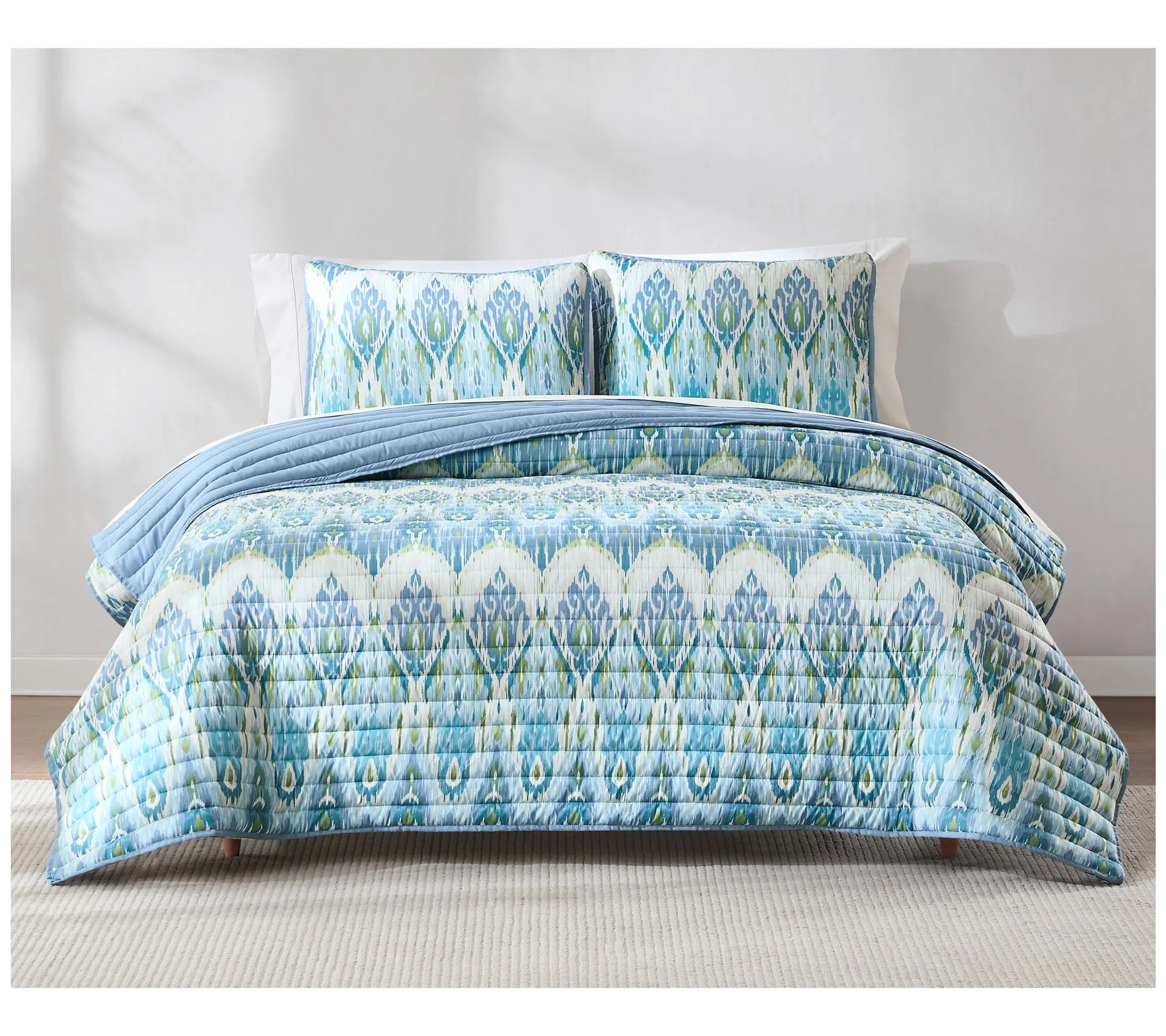 Lush Decor Ikat Drops Quilt Teal 3Pc Set King/Cal King