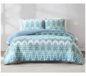 Lush Decor Ikat Drops Quilt Teal 3Pc Set King/Cal King
