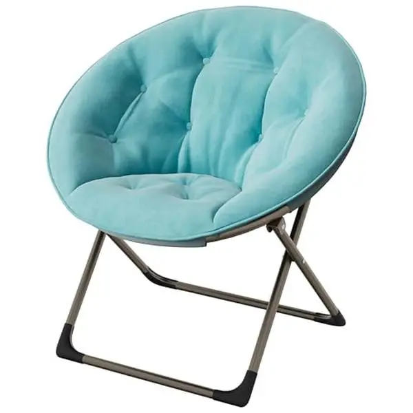 GARVEE Oversized Soft Saucer Chair for Bedroom, Living Room, Dorm – Collapsible Accent Lounge Chair with Sturdy Metal Frame, Ultra Comfy for Adults, Teens & Kids – Blue