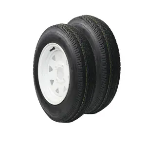 2-piece set of heavy-duty trailer tires and wheel assemblies, 12 inch wheels, suitable for 5.30-12 and 4.80-12 sizes, 6PR load range C, 4 lug modes on 4-inch bolts, suitable for all-weather use on multi-purpose, marine, and camping trailers