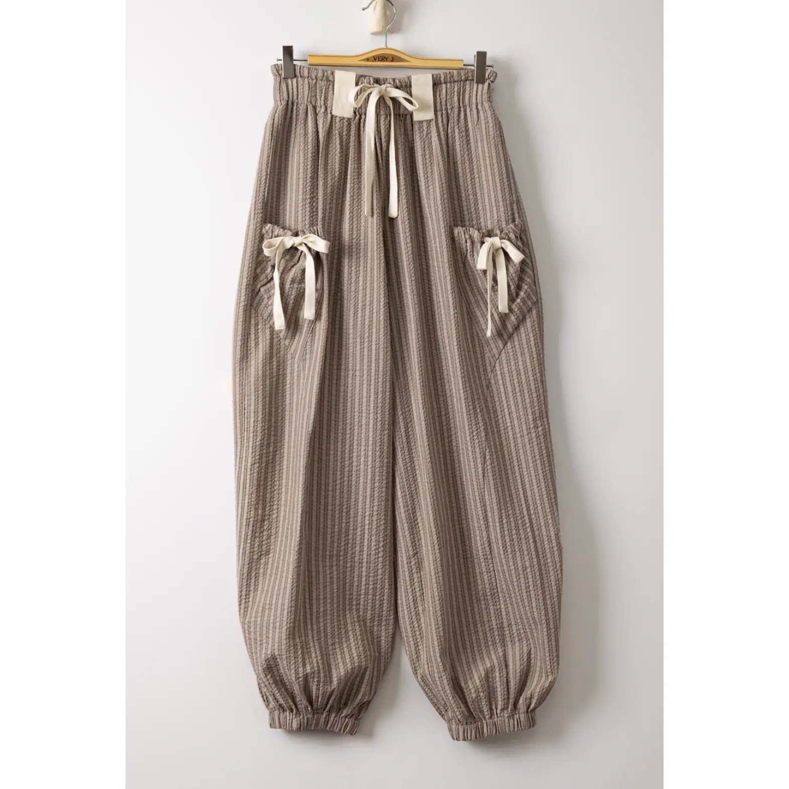 Taupe Textured Striped Pants Taupe Textured Striped Pants