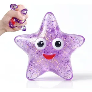 1Pcs Squishy Starfish Stress Ball for Adults and Kids Starfish Stress Toys Sugar Ball Sensory Fidget Toy Sea Animal Squeeze Squishy Toy Anxiety Relief Party Favors (Purple)