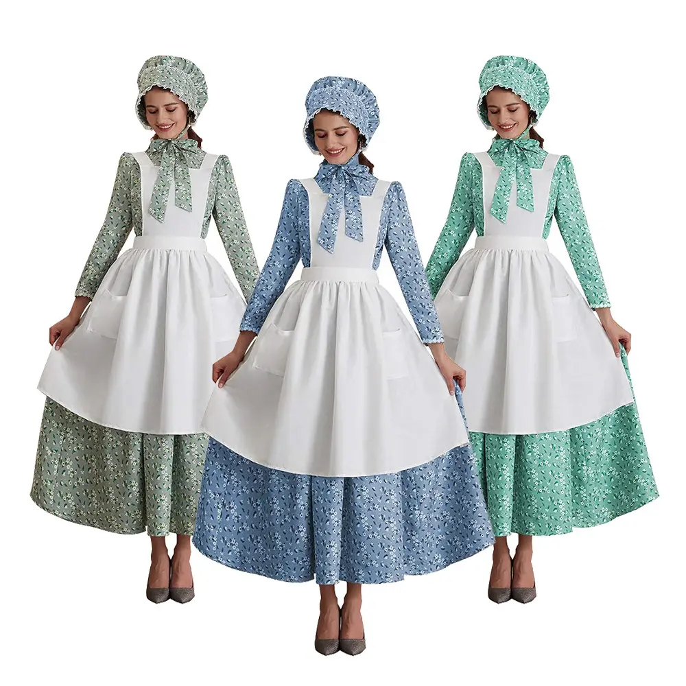 Women's Intellectual Full-Length Cosplay Suit - Stage Performance Maid Costume with Apron, Halloween Renaissance Dress