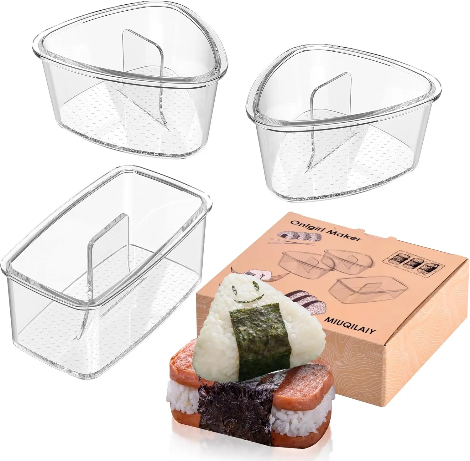 3PCS Non-Stick BPA-Free Onigiri Rice Ball Mold Maker Kit - Musubi Press, Triangle Sushi Press for Kid Lunch Bento