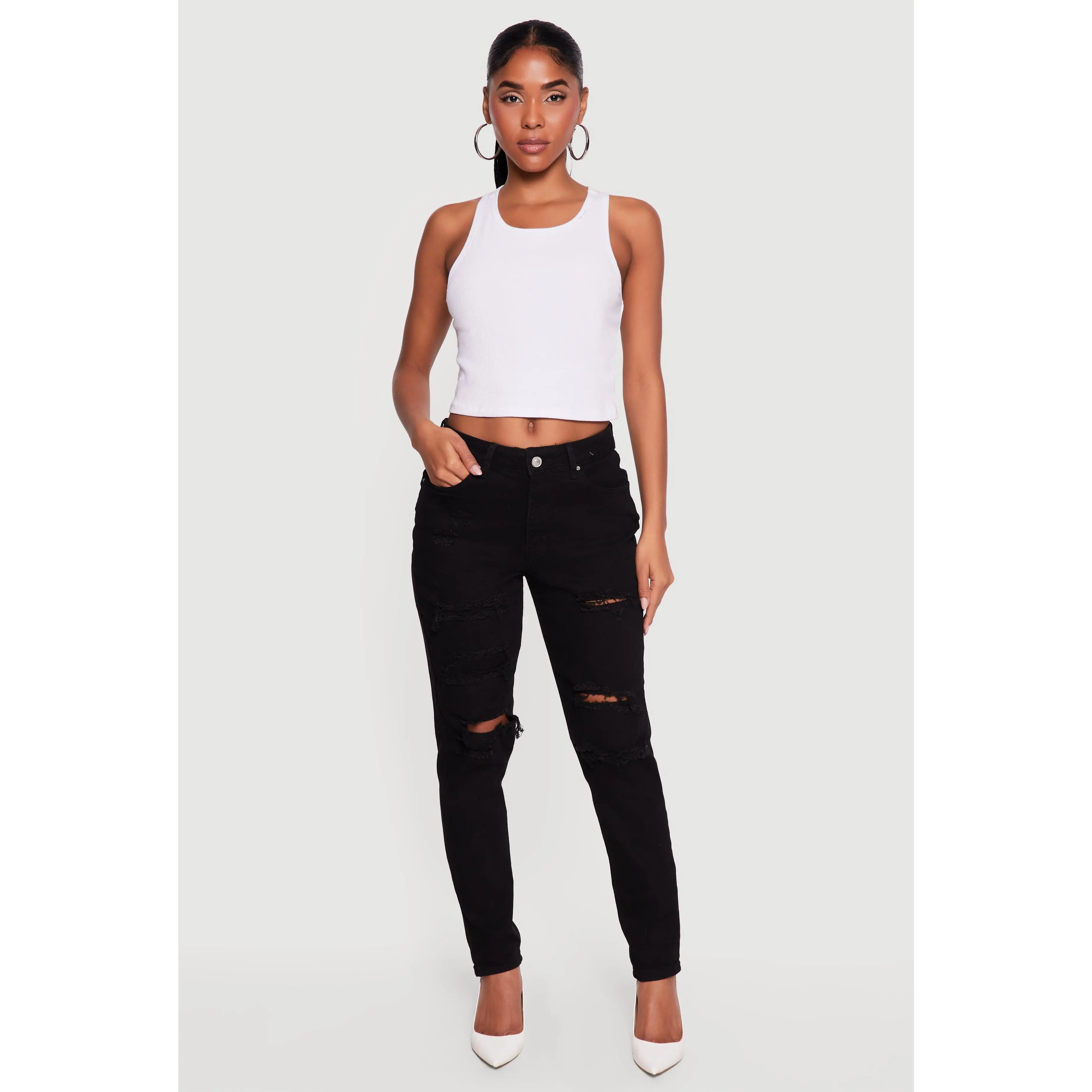 WAX Mid Rise Distressed Skinny Jeans