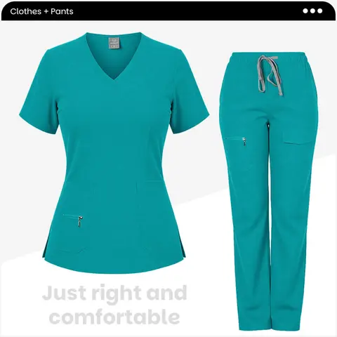 Hot Sale Nurse Scrubs Set Women Vneck Anti Wrinkle Washable Soft Hospital Workwear Work Clothes Women nursing scrub uniforms healthcare scrub set Uniform Scrubs Women Scrubs Sets Accessories