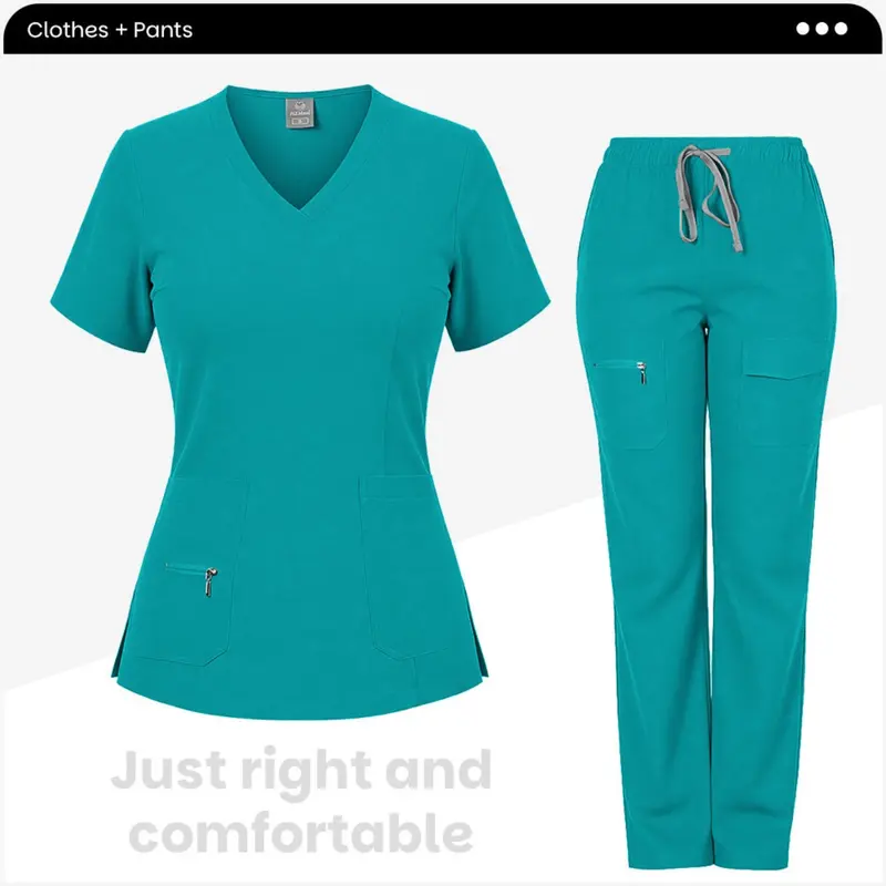 Hot Sale Nurse Scrubs Set Women Vneck Anti Wrinkle Washable Soft Hospital Workwear Work Clothes Women nursing scrub uniforms healthcare scrub set Uniform Scrubs Women Scrubs Sets Accessories