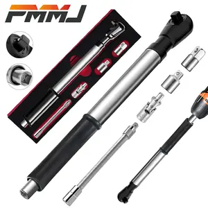PMMJ 5pcs Offset Extension Wrench Set for Impact Drill, Extended Ratchet Wrench, Electric Extended,Chain Drive Ratchet Wrench Kit with 3 Adapters & 1 Extension Bar, Cr-V Steel,High-Strength Construction, Tight Space Automotive Repair, Mechanic
