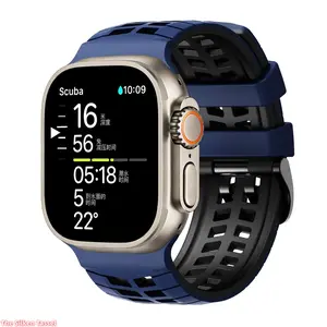 Two Tone Double Hole Silicone Watch Band, Adjustable Breathable Strap Compatible with Apple Watch 1 To S11 And Ultra, Soft Comfortable Accessory for Sports And Daily Wear (Strap Only) summervibes