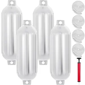 VEVOR 4 New Ribbed 8.5" X 27" Boat Fenders Vinyl Bumper Dock Shield Protection White