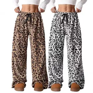 Trendy New Leopard Print Wide-leg Pantsstraight-cut, Floor-grazing Style! Perfect For Casual  Vibes, Comfy & Chic For Any Outing. Bottoms Dress