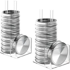 2PCS Mason Jar Lid Organizer Holder Storage Rack for Canning Jar Lids and Rings 12 Wide & 12 Regular Mouth for Home Kitchen Organization