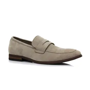 Ferro Aldo Dylan classic moc-toe penny loafers, in Beige Suede, Men's Size 6.5 - 13