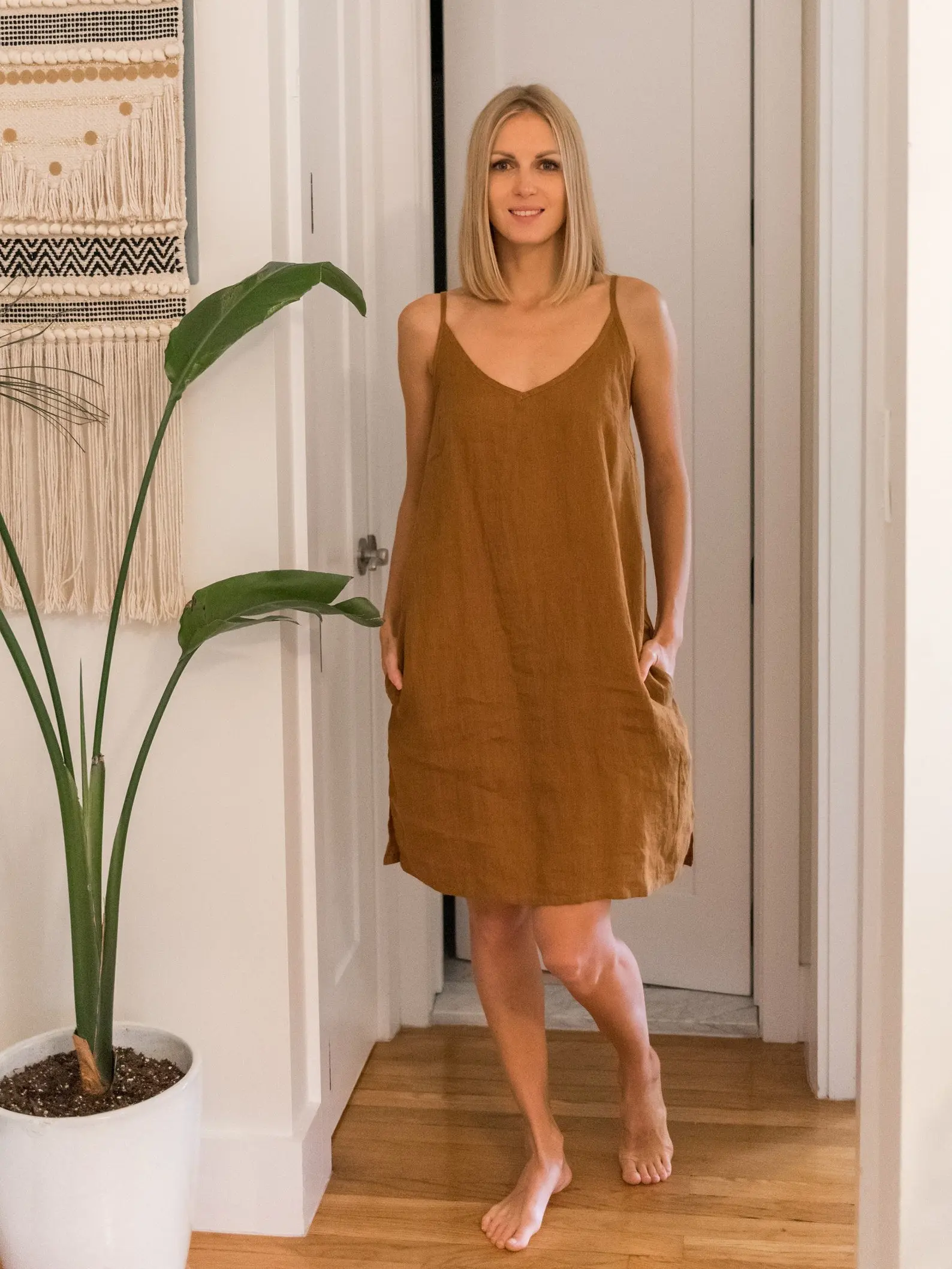 chinese dress ladies White Linen Dress | Modest Slip Dresses main image 1