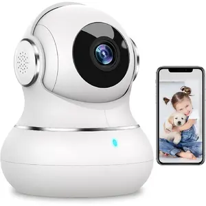 Security Camera Indoor 2K, 360 Pan/Tilt Cameras for Home Security with Motion Detection, Baby Monitor for Pet/Dog with Night Vision, 2.4GHz WiFi Cam with Phone App & 2-Way Audio