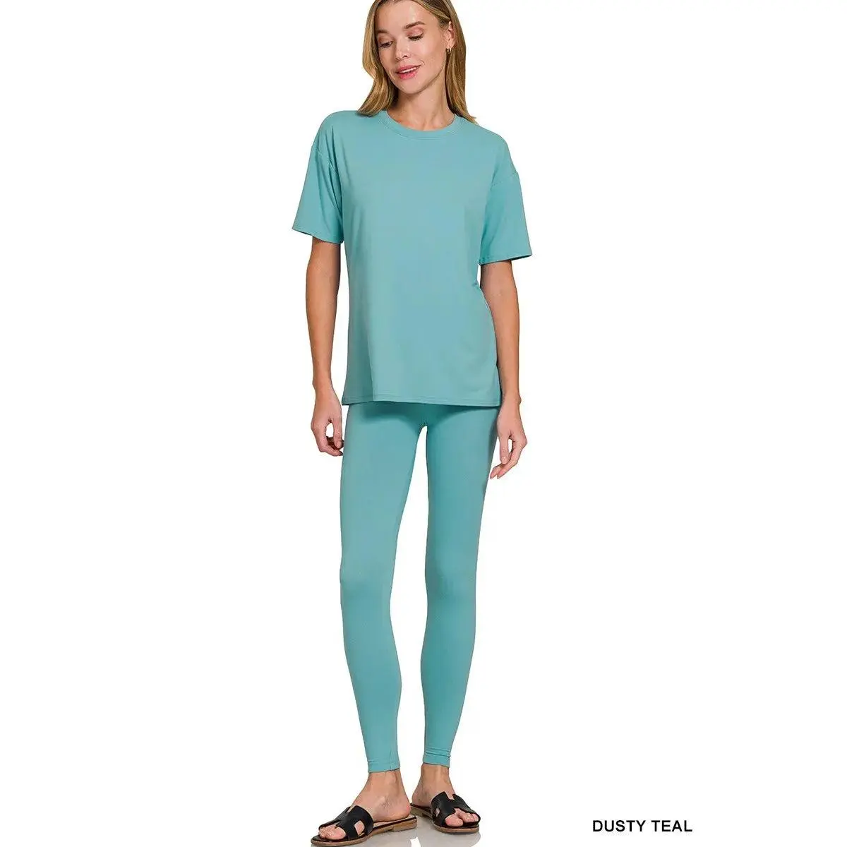 Zenana Brushed Microfiber Short Sleeve Lounge Set