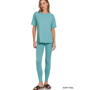 Zenana Brushed Microfiber Short Sleeve Lounge Set