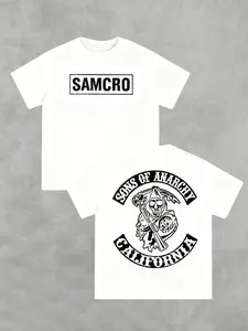 Samcro Graphic Cotton Short Sleeve Tee, Oversized Loose Fit Design, Casual Style for Men & Women, Ideal for Streetwear