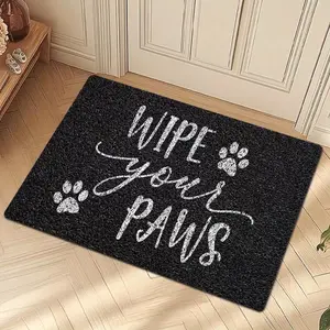 Outdoor Front Door Mat, Wipe Paw Indoor/Outdoor Welcome Mat, Fun Home Decor Dog Mat Porch Mat, Machine Washable Christmas Decor Mat