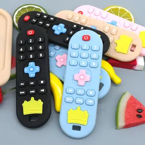 Crown Shaped Remote Control Design Teether, 1pc Cute Silicone Teething Toy, Sensory Teether, Baby Teether, Infant Teething Relief Toy, Newborn Teether, Baby Soothing Teether