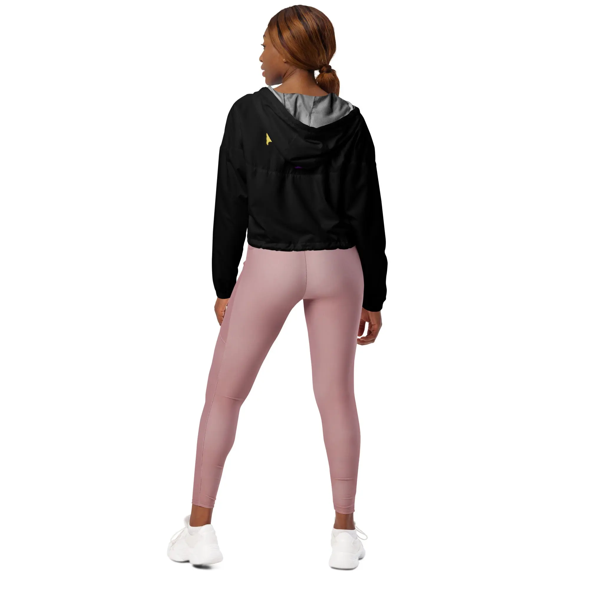 Women's Plain Cropped Windbreaker: Lightweight, Waterproof, Adjustable Drawcords, Polyester Mesh Lining, All Seasons