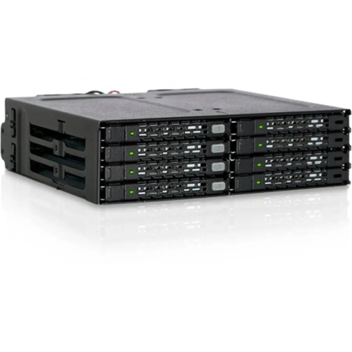 Icy Dock ToughArmor MB998IP-B Internal Hard Disk Enclosure, 5.25" Bay Fit, Supports 8 x 2.5" HDDs (5mm-7mm Height), 2 x 15pin SATA Power Ports, 2.2 lbs, Black, Hard Disk Enclosures