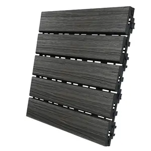 Aura  6 sq. ft. 12 x 12 in. Driftwood Composite Balcony & Deck Tiles - Pack of 6