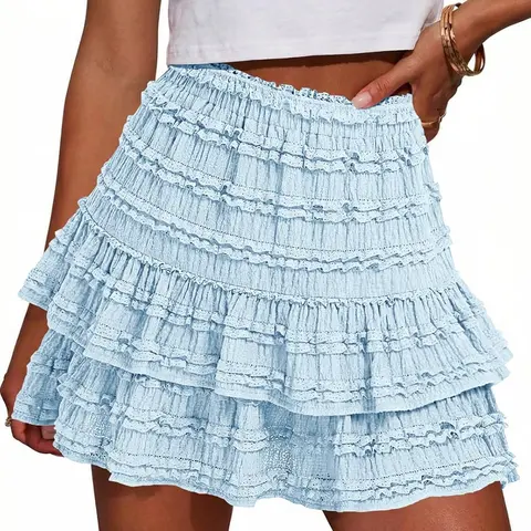 Fisoew Women's High-Waist Ruffle Tiered Flowy Boho Polyester Stretchy Sports Skort Pantskirts with Shorts, Chic Summer Golf Tennis Bottoms for Boho Chic Outfits & White Skirt Outfits
