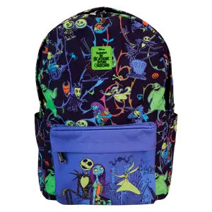 Nightmare Before Christmas Neon Glow All-Over Print Nylon Full-Size Backpack