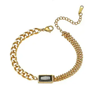 2PCS Titanium Steel Jewelry Set for Women Double-chain Bracelet and Necklace Fashion Hip-hop Style