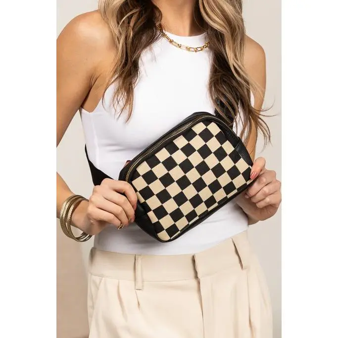 Checkered Sling Belt Bum Bag
