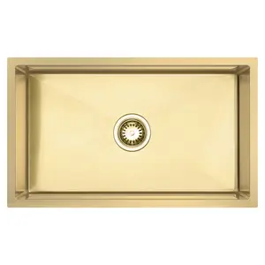 HIGOLD Single Bowl Undermount Kitchen Sink, Nano, PVD Gold, Accessories Included