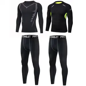 Men's Compression Pants Shirt Top Long Sleeve Jacket Athletic Sets Gym Clothing Mens Workout