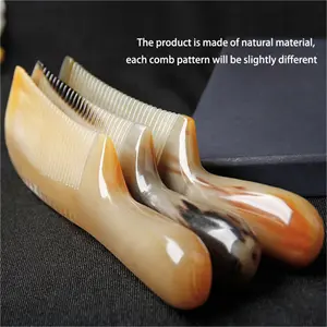 Premium Horn Hair Comb with Thickened Meridian Massage Function - Soothing Scalp, Suitable for All Hair Types, Ideal for Body Care