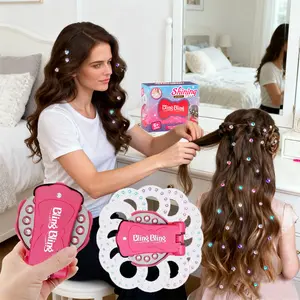 Sparkling Diamond Styling Tools Hair Accessory Gem Set + 180 Colorful Gems, Gem Refill Pack, Illuminate Girls' Hair, Suitable for Clothing, Accessories, etc., Birthday Gift for All Hair Types/Styles - Hair Care Products, Heat-Free Styling Accessories